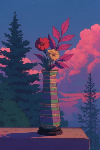 Nostalgic Surreal Dreamscape style reference image — saturated pastel palette