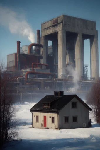 Monolithic Industrial Futurism style AI image example 4