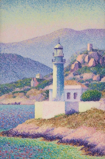 Luminous Chromatic Pointillism style reference image — optical color mixing