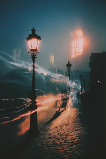 Electric Nocturnal Surrealism style reference image — analog film grain
