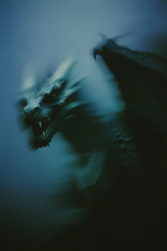 Ethereal Cyan Blur style reference image — heavy film grain