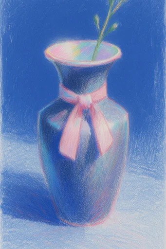 Ethereal Chromatic Sketch style reference image — cobalt blue background
