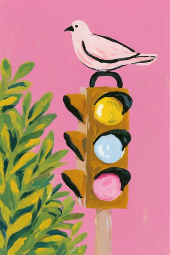 Vibrant Folk Fauvism style reference image — naive folk art illustration
