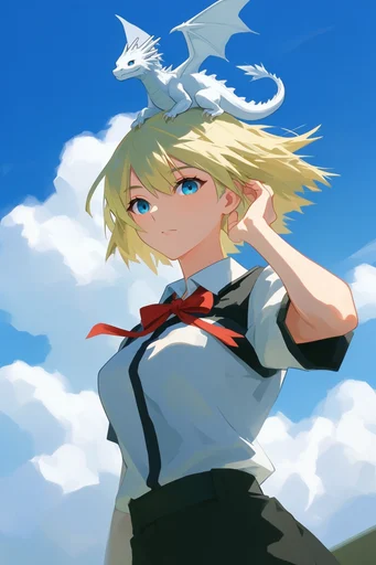 Vibrant Summer Anime style reference image — cel-shaded