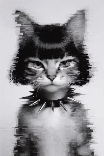Monochrome Glitch Abstraction style reference image — generative fragmentation
