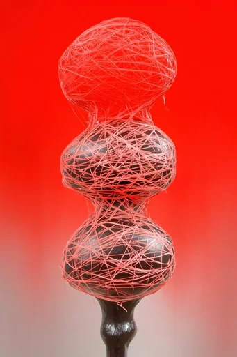 Visceral Crimson Abstraction style reference image — biomorphic abstraction