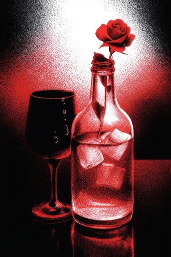 Crimson Noir Graphic style reference image — crimson and black palette