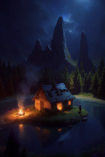 Chiaroscuro Nocturnal Fantasy style reference image — monumental scale