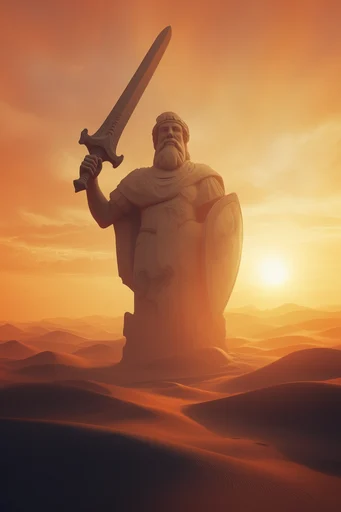 Monolithic Surreal Desert style reference image — retro-futuristic sci-fi