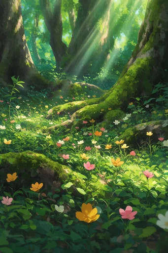 Lush Arcane Cel-Animation style reference image — lush forest atmosphere