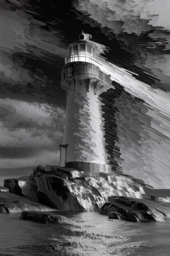 Monochrome Glitch Decay style reference image — pixel sorting