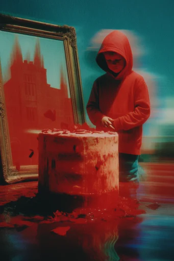 Crimson Surrealist Mythos style reference image — uncanny atmosphere
