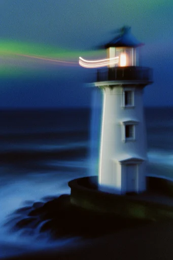Kinetic Dreamcore Analog style reference image — long exposure light streaks
