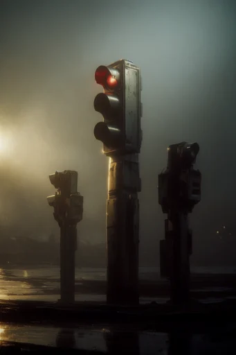 Atmospheric Industrial Dystopia style reference image — gritty retro-futurism