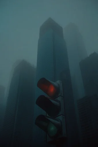 Cinematic Dystopian Brutalism style reference image — urban isolation