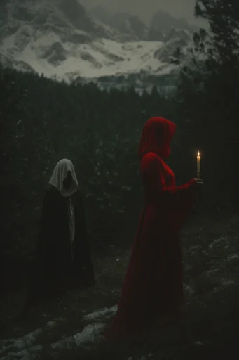 Crimson Gothic Noir style reference image — crimson and emerald palette