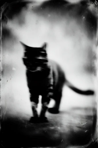 Haunting Monochrome Pictorialism style reference image — heavy motion blur