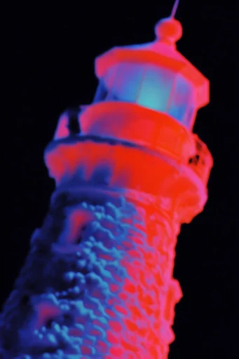 Neon Biomorphic Surrealism style reference image — fluorescent duotone