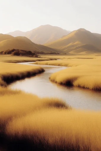 Luminous Velvet Landscapes style reference image — golden hour lighting