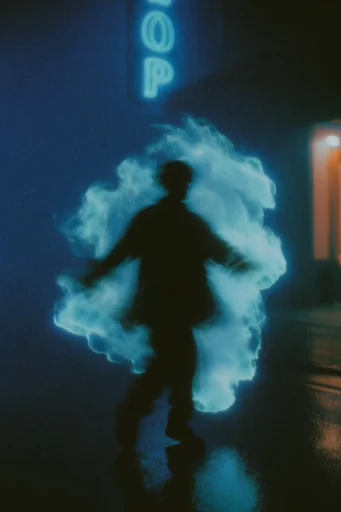 Spectral Cyan Nocturne style reference image — glowing cyan aura