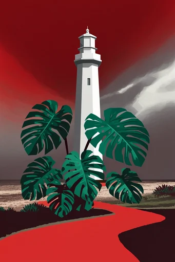 Graphic Tropics Minimalism style reference image — saturated warm palette