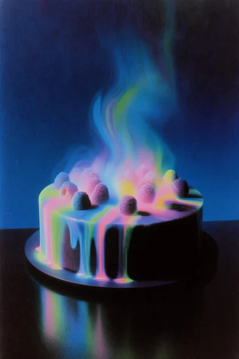 Luminous Chromatic Dissolution style reference image — vibrant neon spectrum