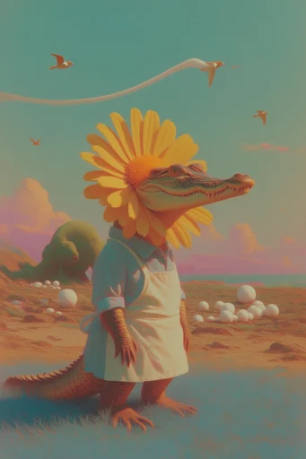 Sun-Drenched Retro Surrealism style AI image example 3
