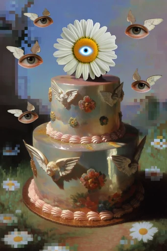 Digital Renaissance Glitch style reference image — surreal collage