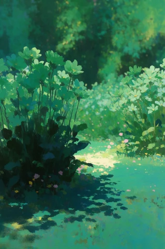 Textured Verdant Impressionism style reference image — solitary figure in nature