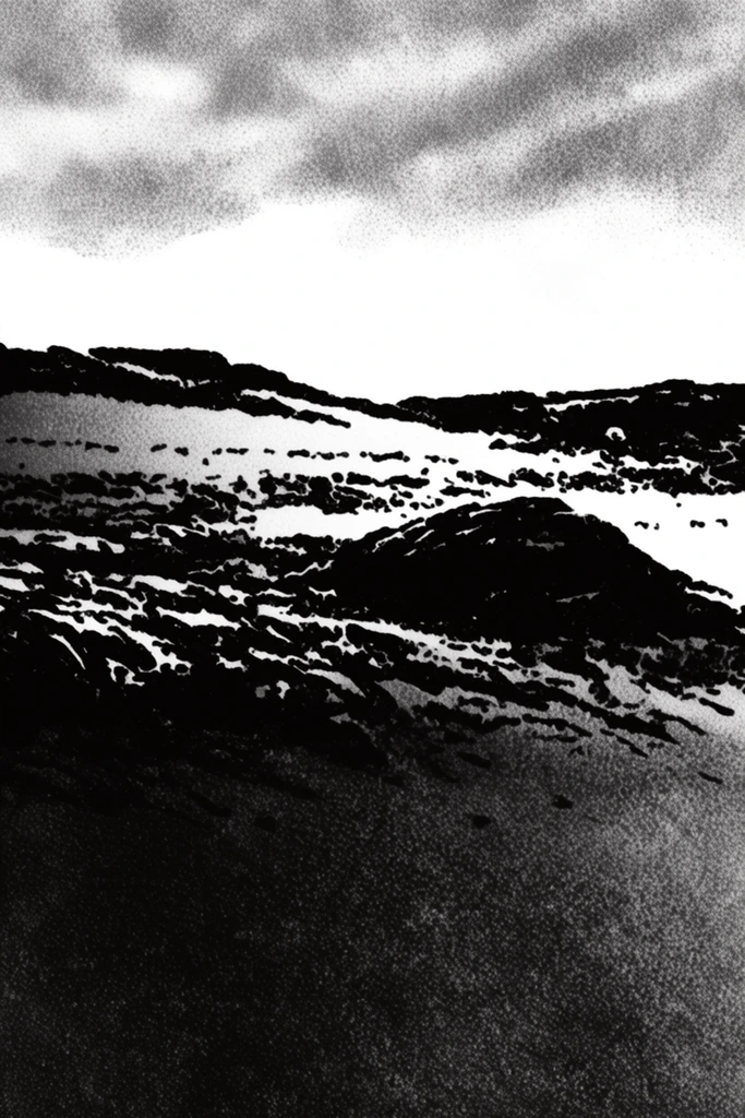 Gritty Dithered Noir style AI image example 2