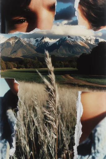 Fragmented Analog Collage style reference image — analog collage