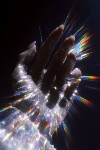 Cosmic Prismatic Glow style reference image — shimmering stardust texture
