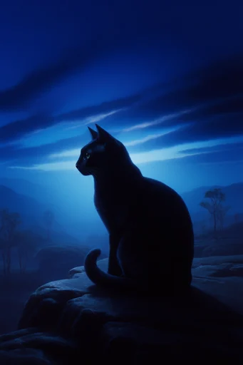 Nocturnal Cobalt Surrealism style reference image — dreamlike silhouette