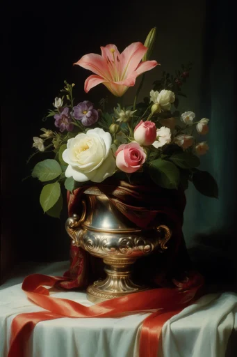 Cinematic Chiaroscuro Elegance style reference image — classical oil painting influence