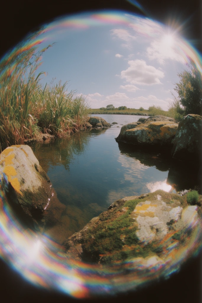 Sun-Drenched Fisheye Dreamscape style AI image example 2
