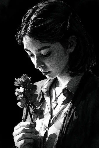 Gritty Chiaroscuro Noir style reference image — distressed graphic aesthetic
