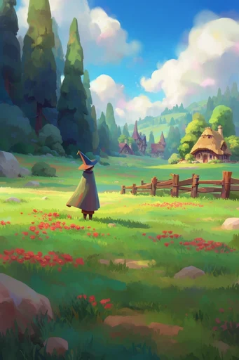 Vibrant Whimsical Fantasy style reference image — storybook illustration style