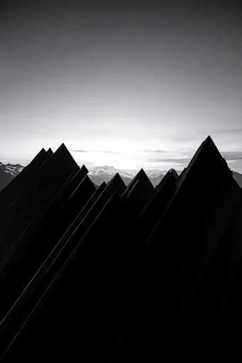 Monochromatic Structural Noir style reference image — high-contrast monochrome