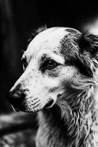 Gritty Chiaroscuro Pointillism style reference image — heavy film grain