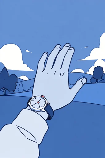 Monochromatic Blue Narrative style reference image — lo-fi anime aesthetic