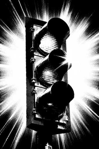 Gritty Glitch Noir style reference image — heavy film grain