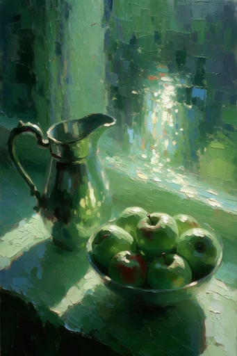 Luminous Impasto Waters style reference image — shimmering water caustics