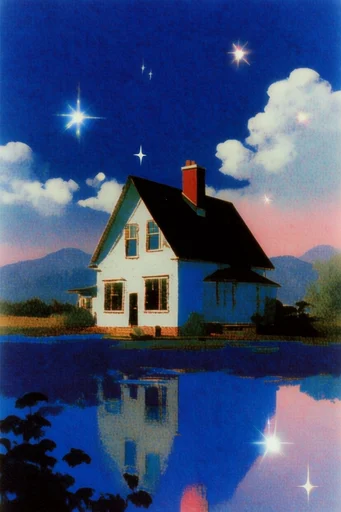 Retro-Surrealist Neon Dreamscape style AI image example 4