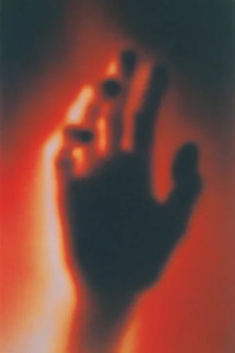 Luminous Noir Silhouette style reference image — glowing amber and crimson backlight