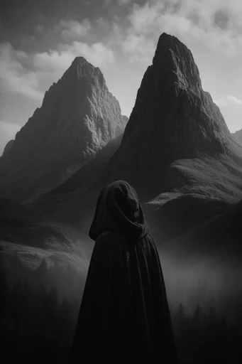 Monochrome Gothic Chiaroscuro style reference image — high-contrast monochrome