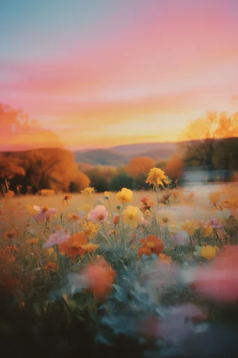 Ethereal Twilight Nostalgia style reference image — warm light leak