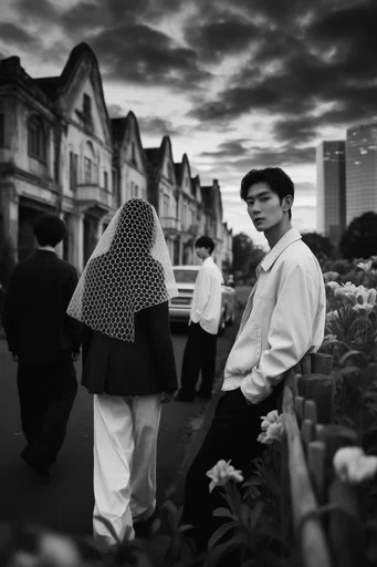 Ethereal Gothic Noir style reference image — monochrome gothic portraiture