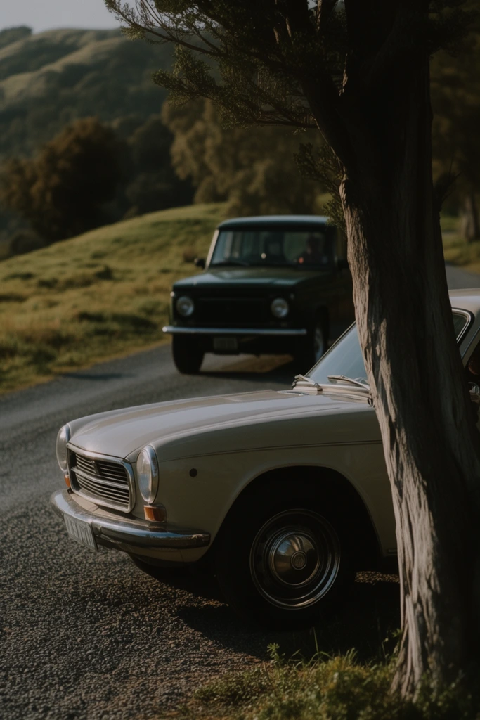 Nostalgic Cinematic Motoring style AI image example 2