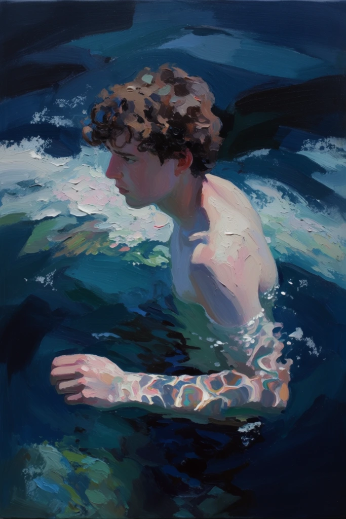 Sculptural Aquatic Impressionism style AI image example 1