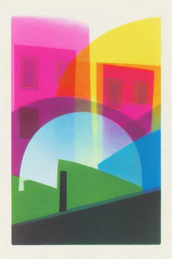 Tactile Neon Printcraft style reference image — risograph print style